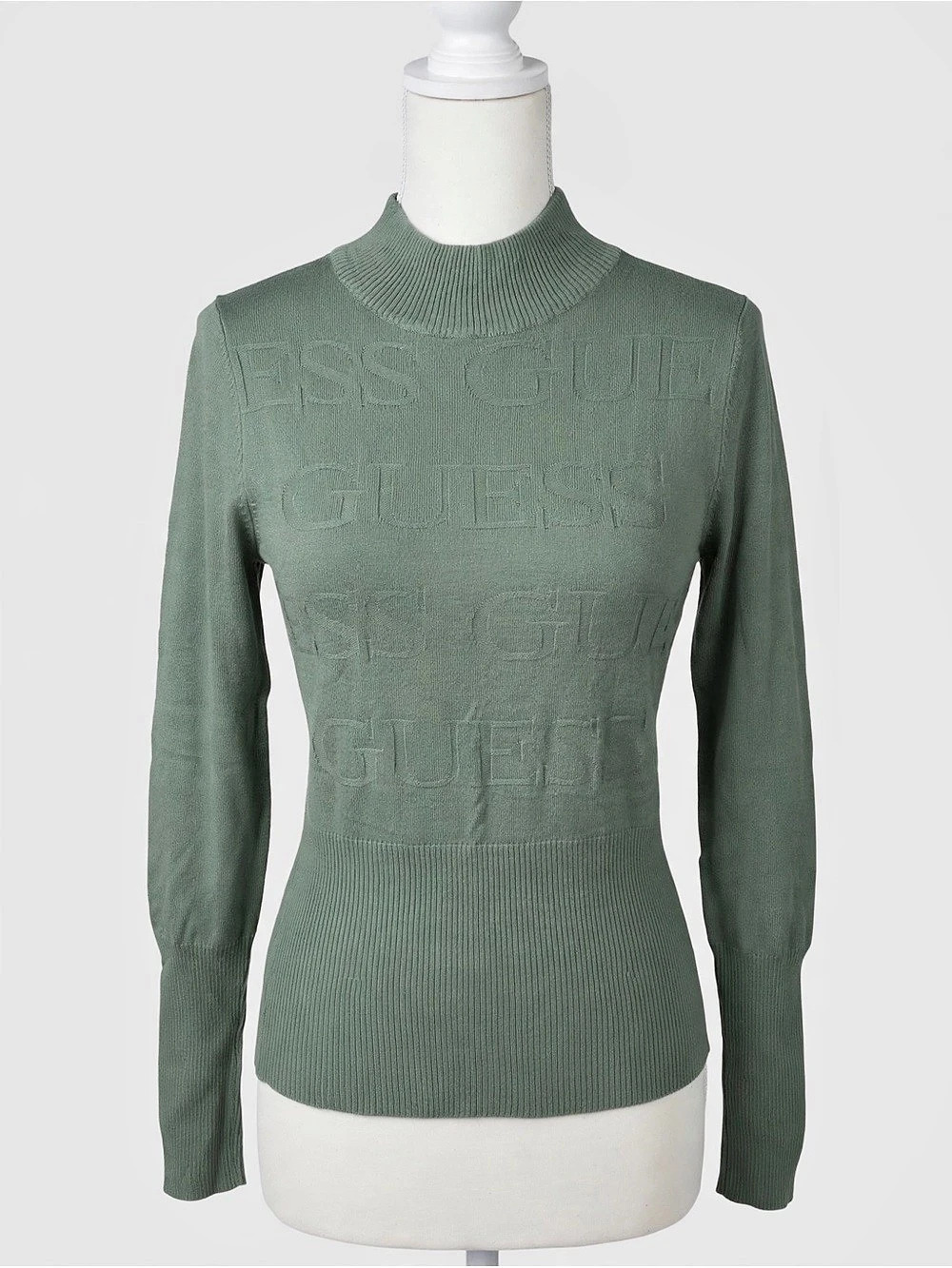GUESS Green Mock Neck Sweater